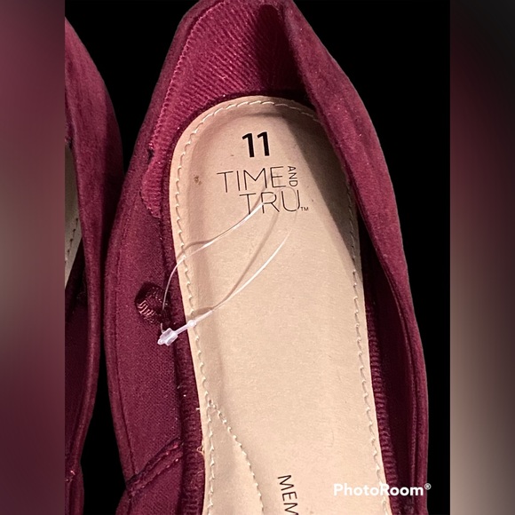 NWOT•Time and Tru Women’s Cranberry pointed toe flats sz11 - Picture 4 of 9